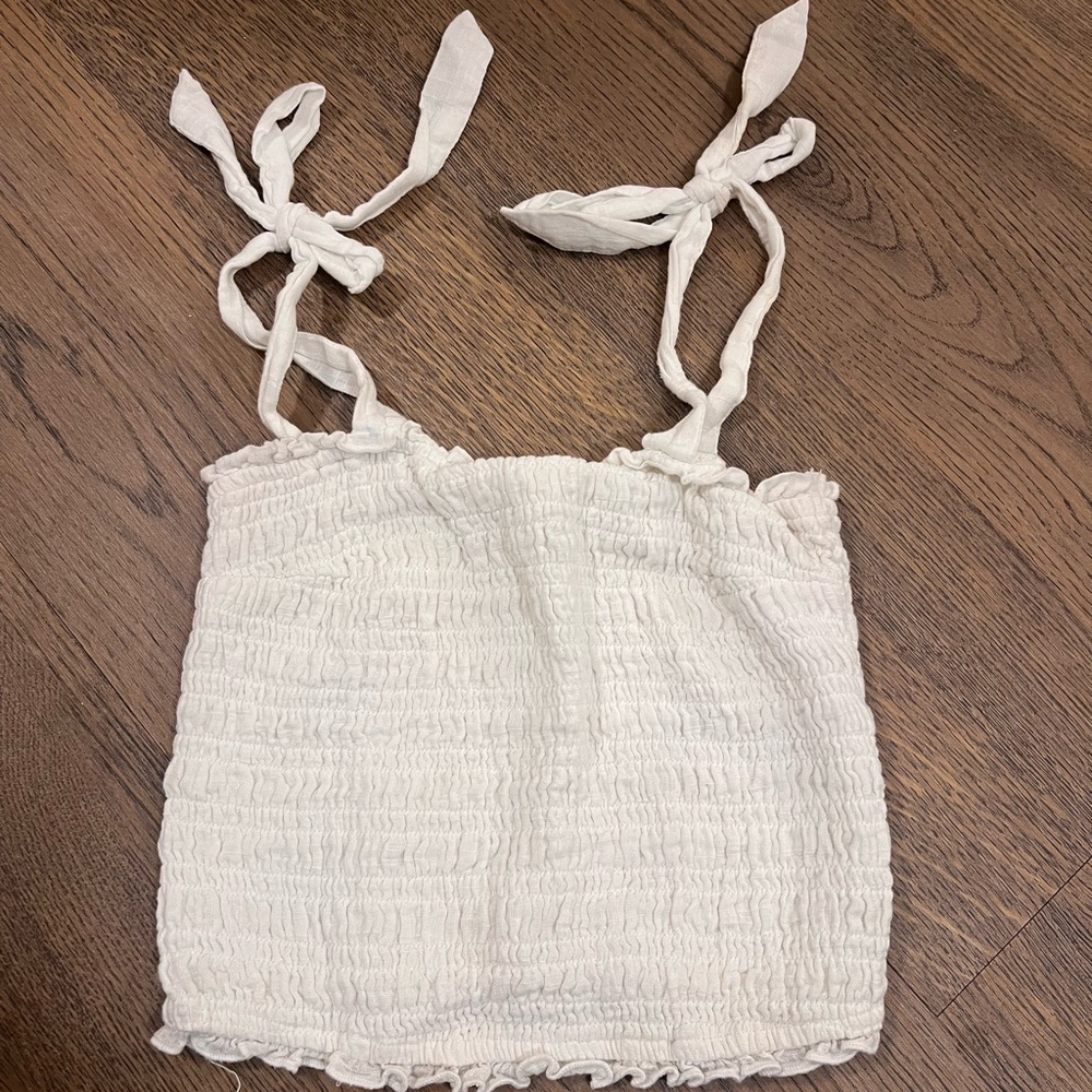 Smocked Tie Shoulder Top